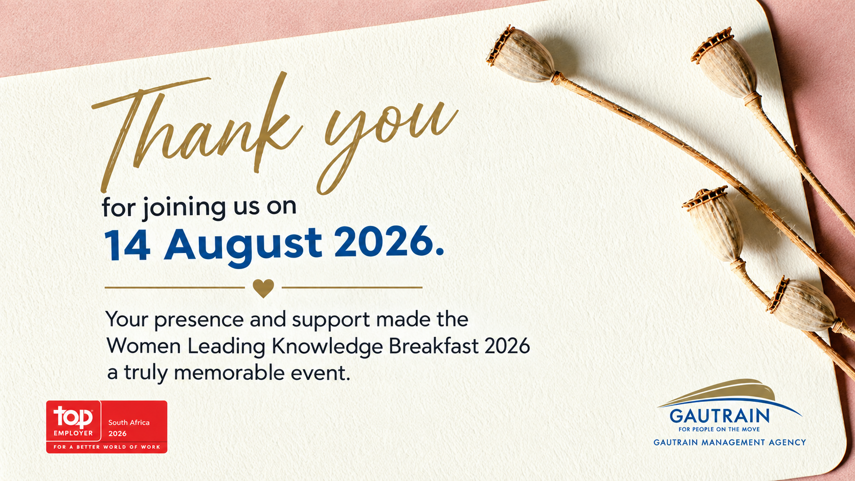 Thank you for joining us on 14 August 2026 - Women Leading Knowledge 2026